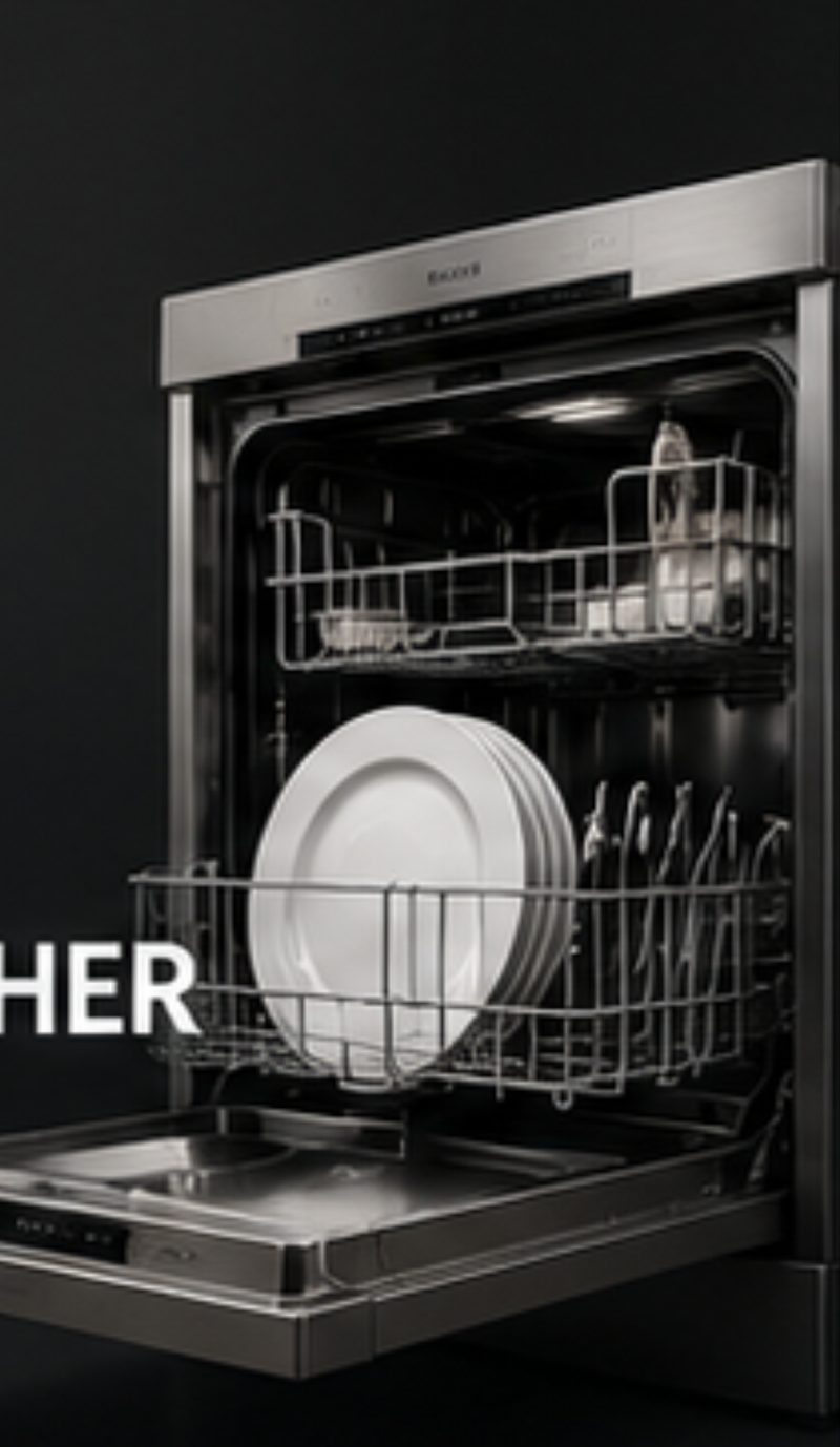 Technician repairing a dishwasher